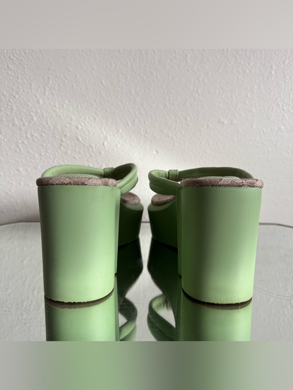 COACH Pistachio Green Leather Y2K Franki Monogram Platform Sandal Flip Flops - Picture 7 of 14